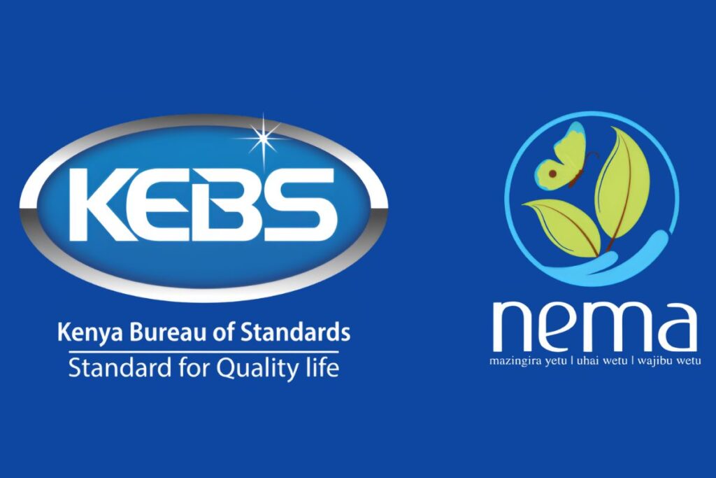 KEBS & NEMA logos representing water tank cleaning standards in Kenya.