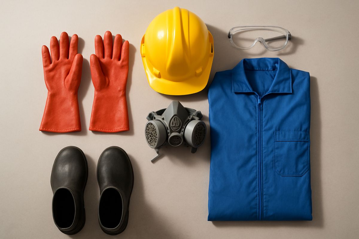 Protective gear used for safe water tank cleaning operations